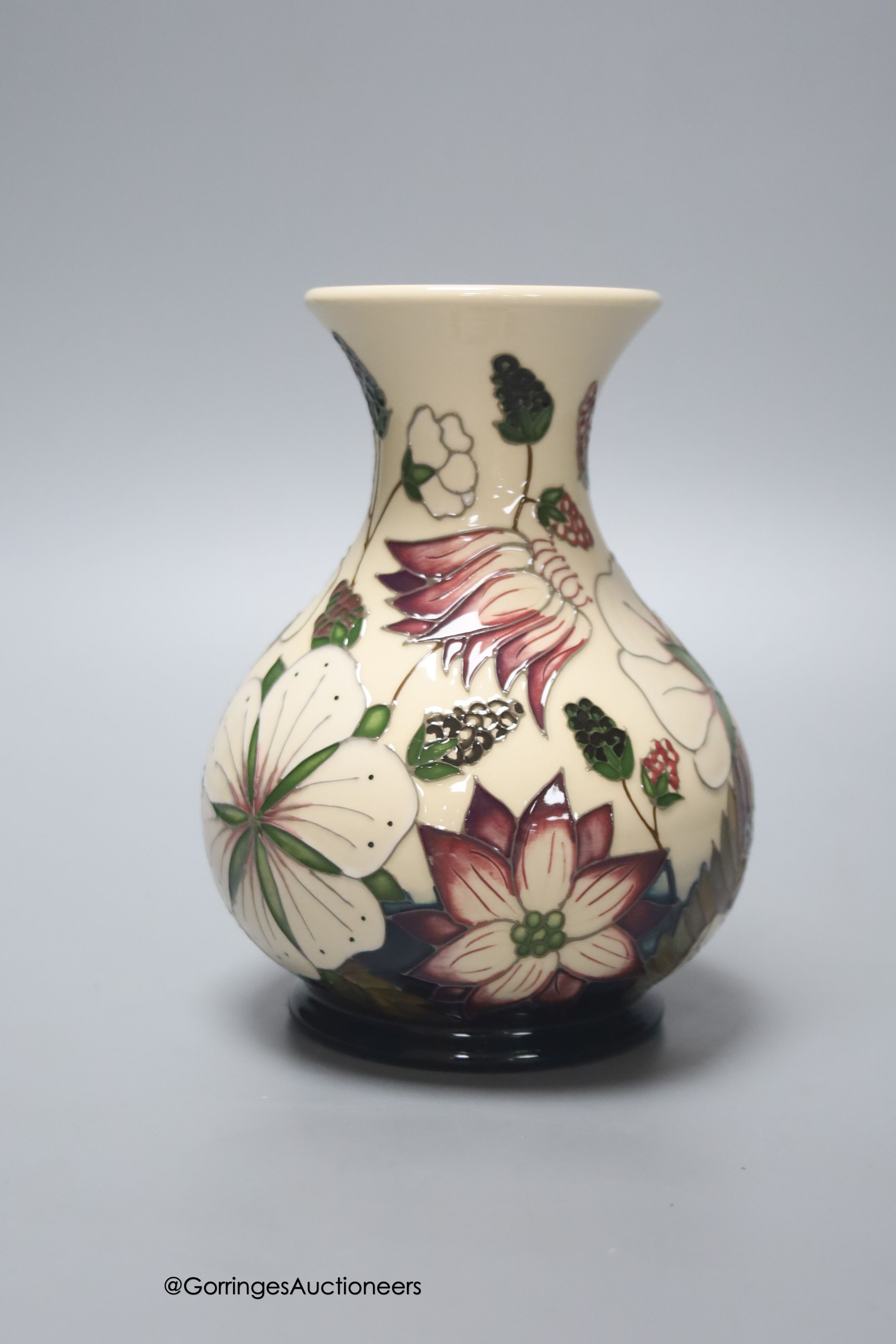 A Moorcroft vase in the Bramble Revisited design by Alicia Amison, shape M1/6, height 15cm